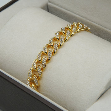 Luxury Gold-Plated Cuban Link with Crystals Bracelet