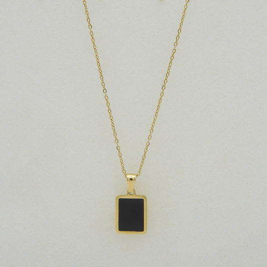 Black Signet Necklace |Gold|